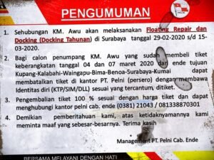 KM Awu Docking Sampai 15 Maret 2020